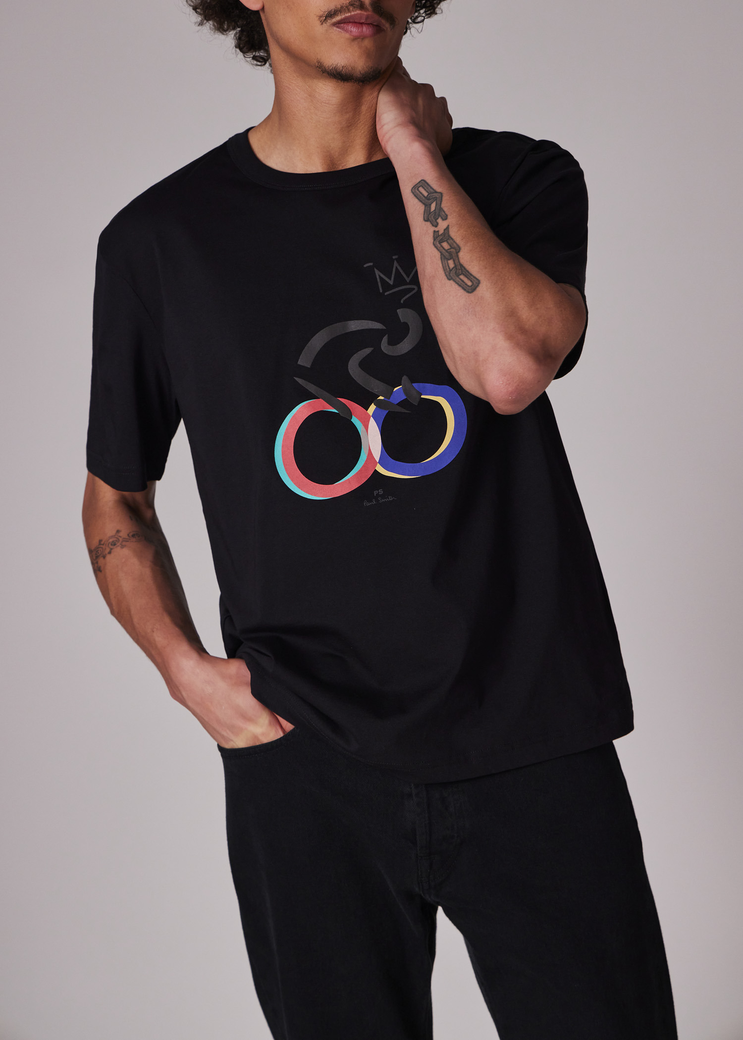 Black 'Cyclist' Print T-Shirt - 5
