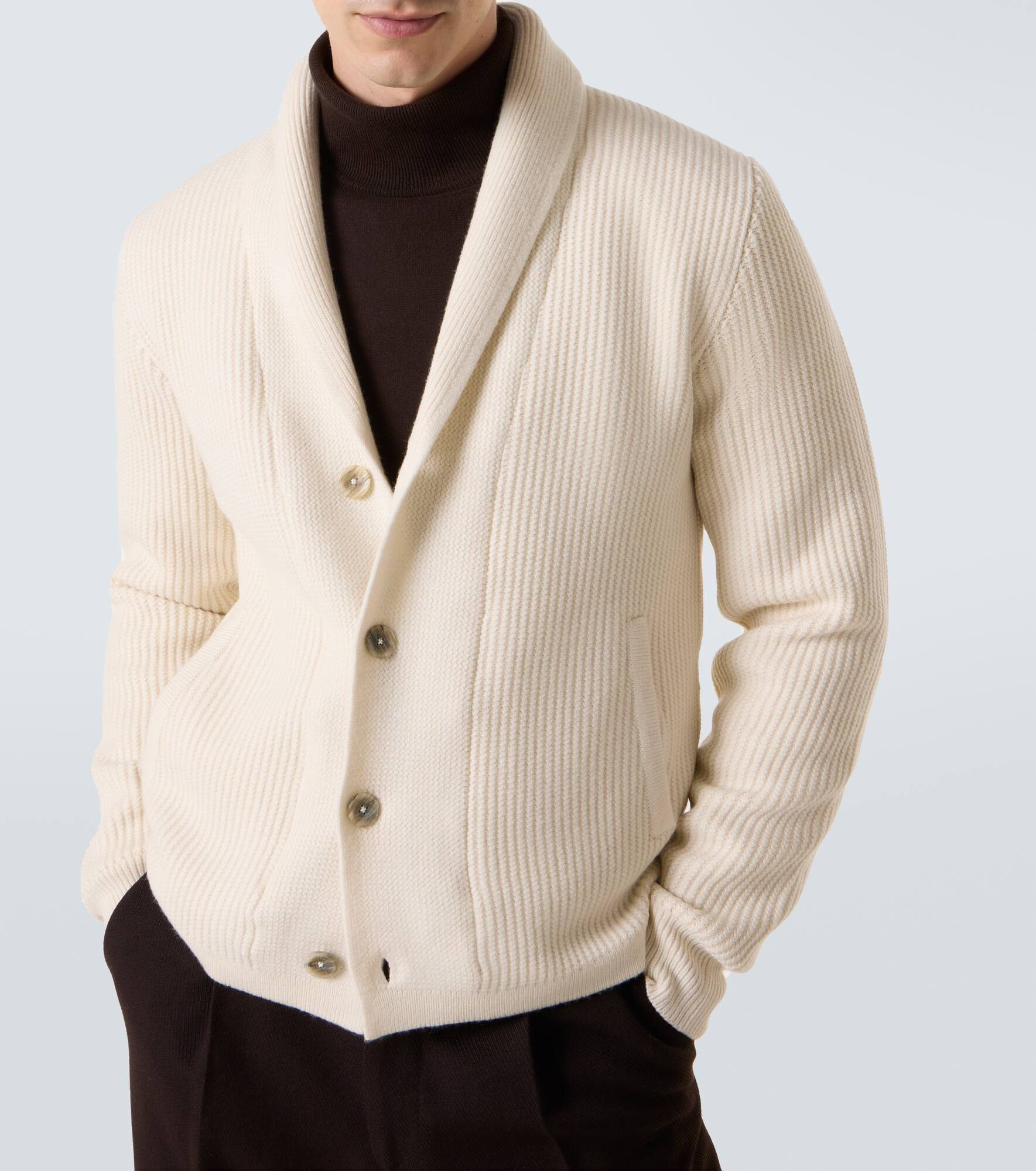 Ribbed-knit wool cardigan - 5