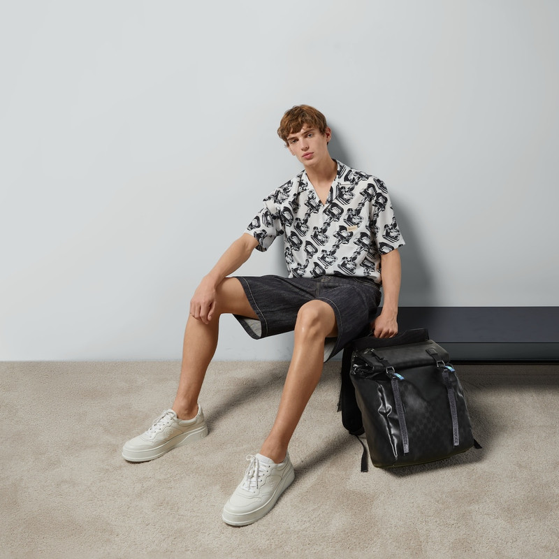 GUCCI Denim shorts with jacquard detail outlook