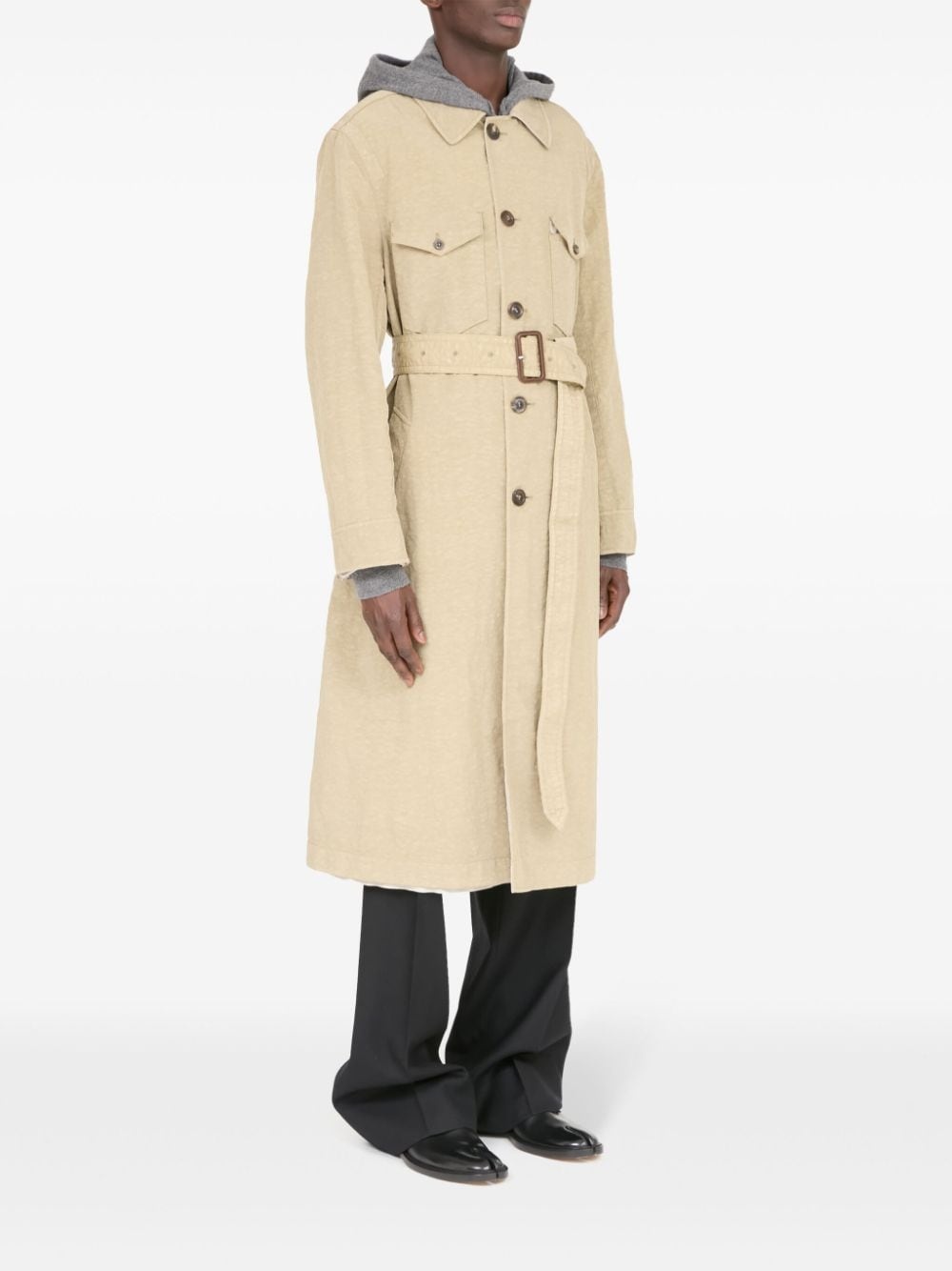 canvas belted trench coat - 3