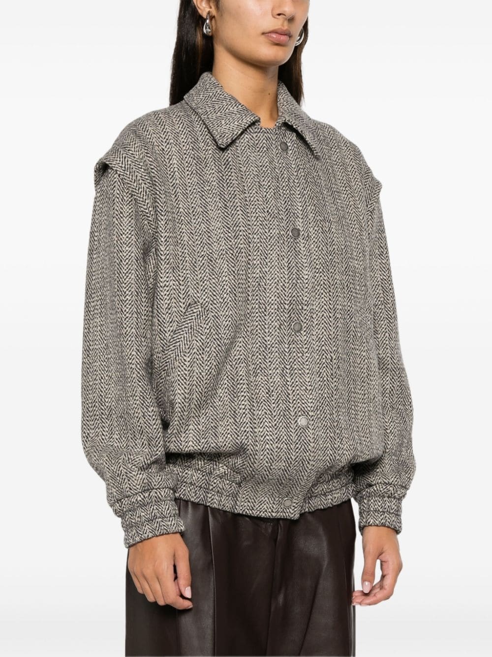 herringbone-pattern jacket - 3