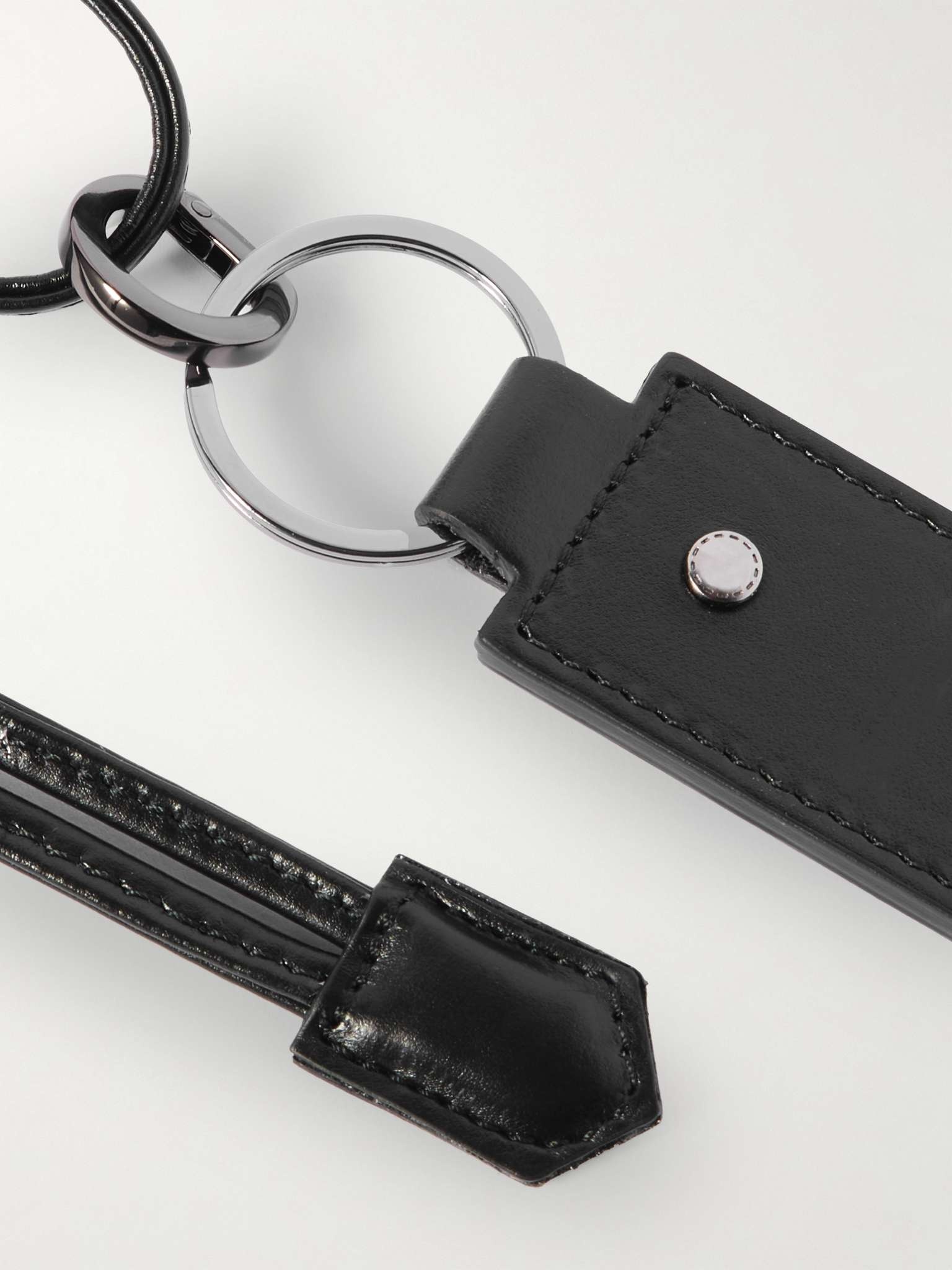 Logo-Debossed Leather and Silver-Tone Key Fob - 3
