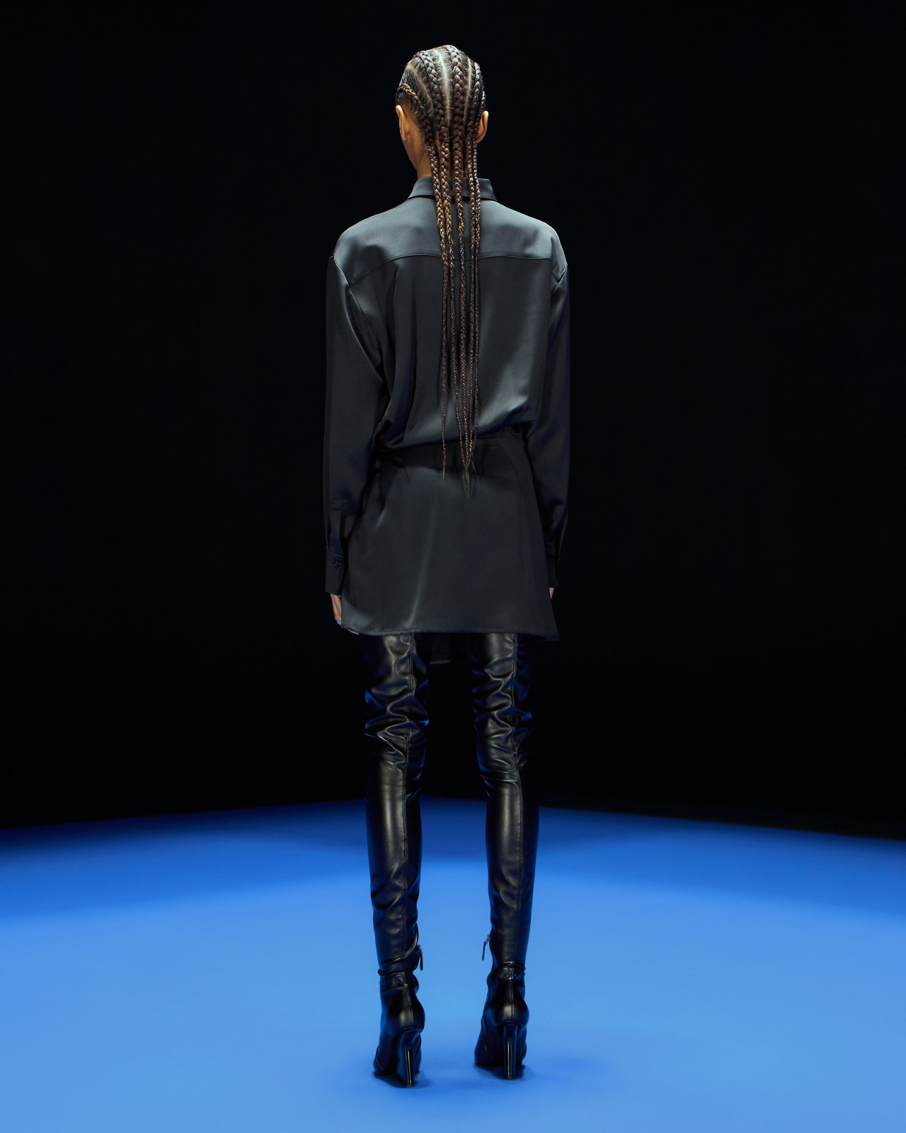 ASV Black Blue capsule collection satin shirt-collar dress - 3