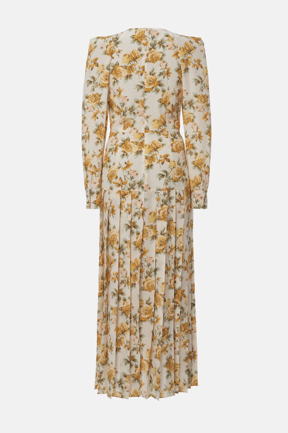 ROSE PRINT SILK PLEATED DRESS WITH BOW - 2