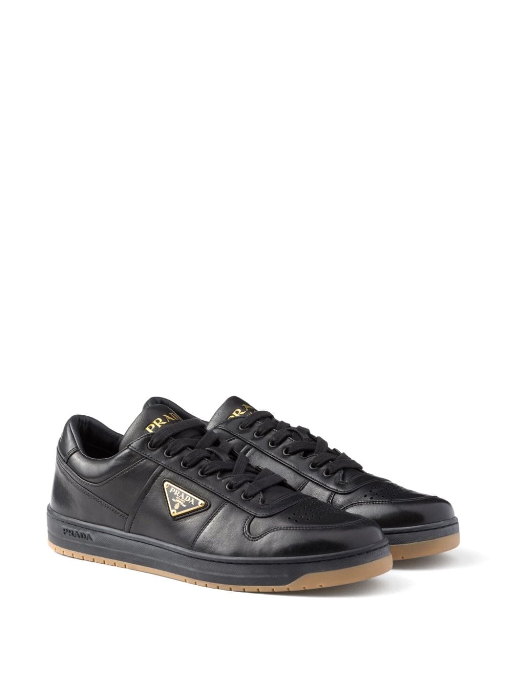 enamel-triangle leather sneakers - 2