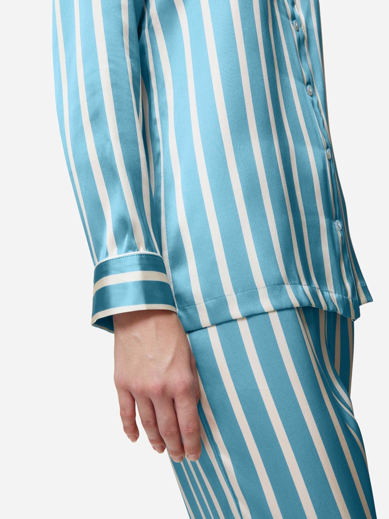 Women's Pyjamas Brindisi 88 Silk Satin Blue - 7