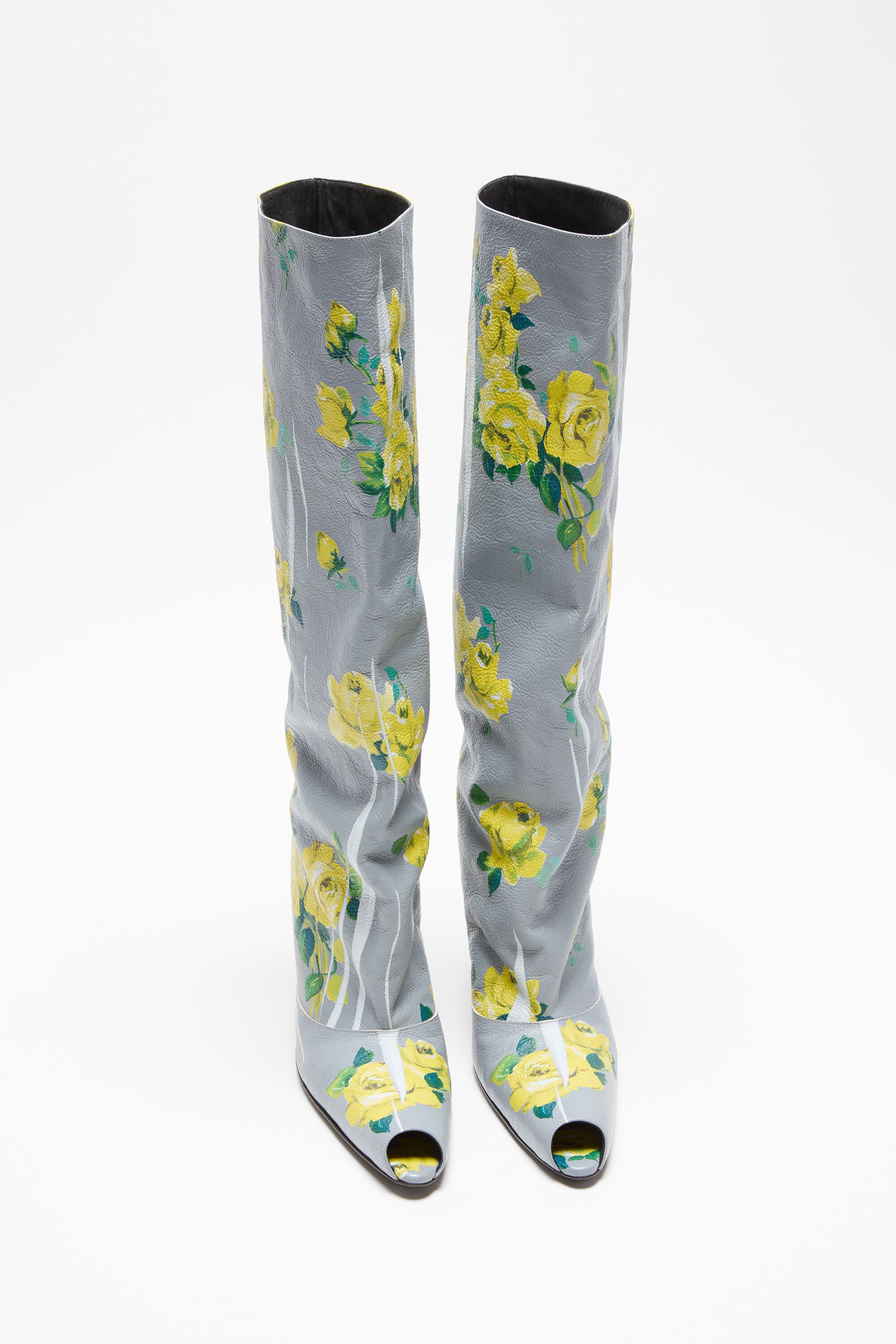 Leather boots open toe - Yellow/grey - 3