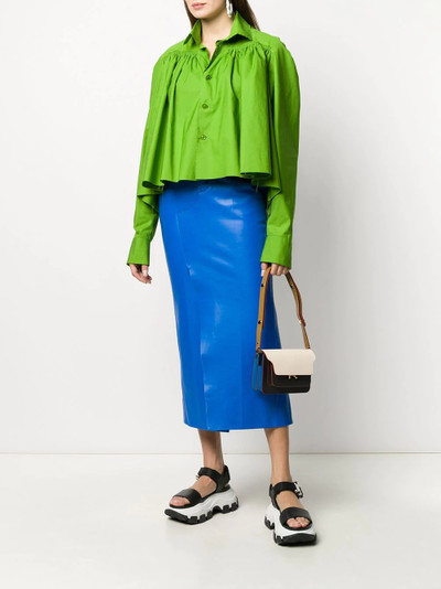 Marni front-slit leather midi-skirt outlook