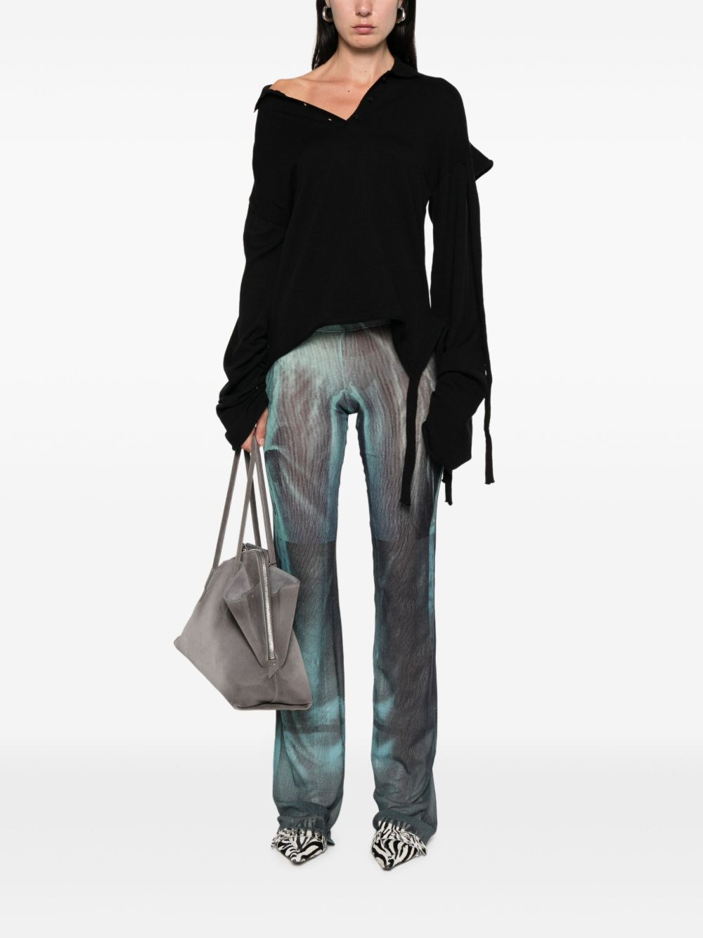 button-fastening asymmetric knitwear - 2