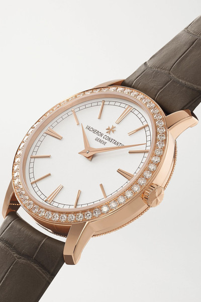 Vacheron Constantin Traditionnelle Hand-Wound 33mm 18-karat pink gold, alligator and diamond watch outlook