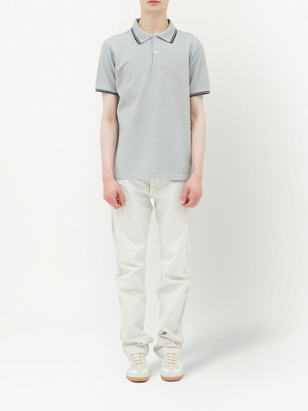 cotton stripe-trim polo shirt - 2