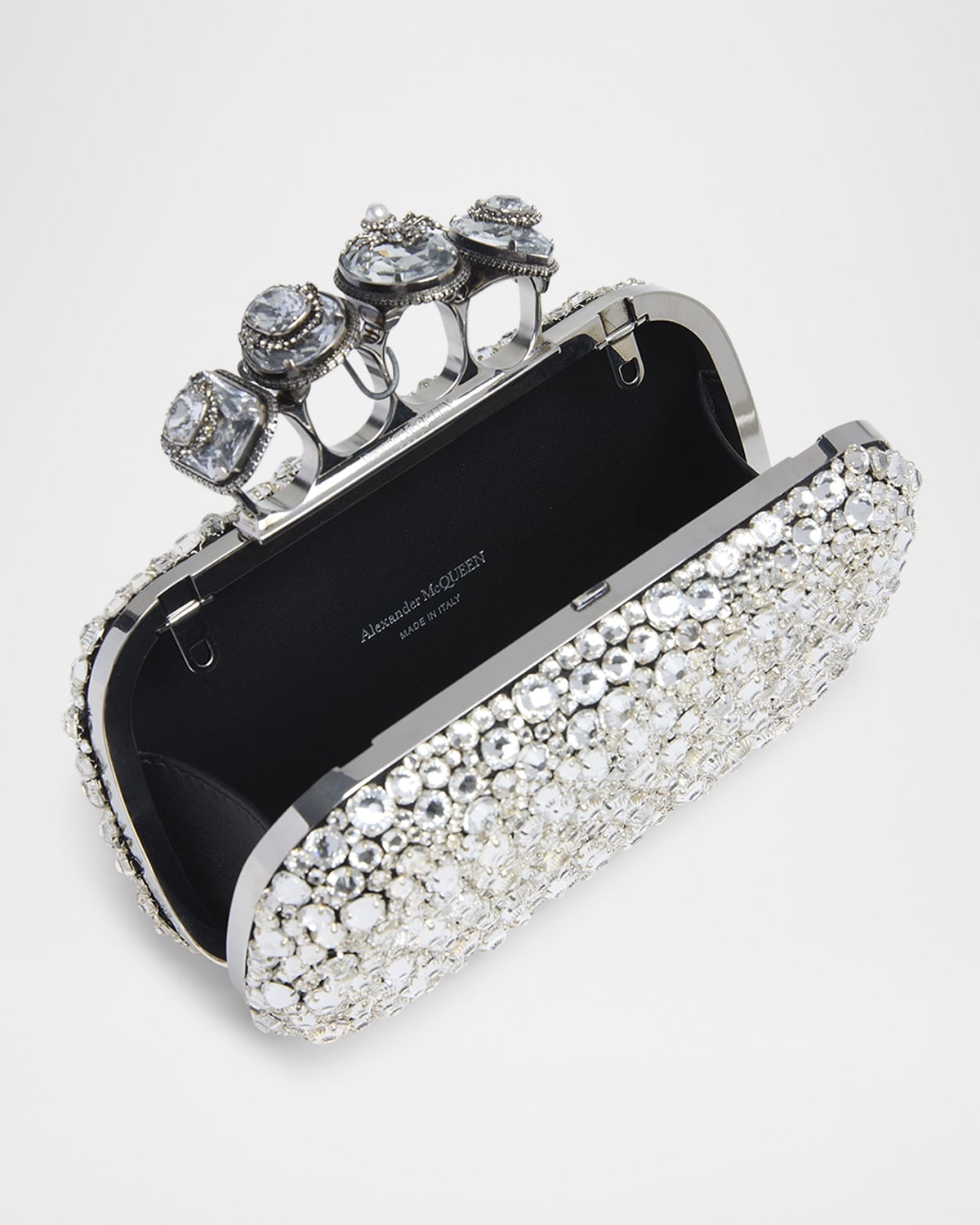 Skull Spider Four Ring Crystal Clutch Bag - 4
