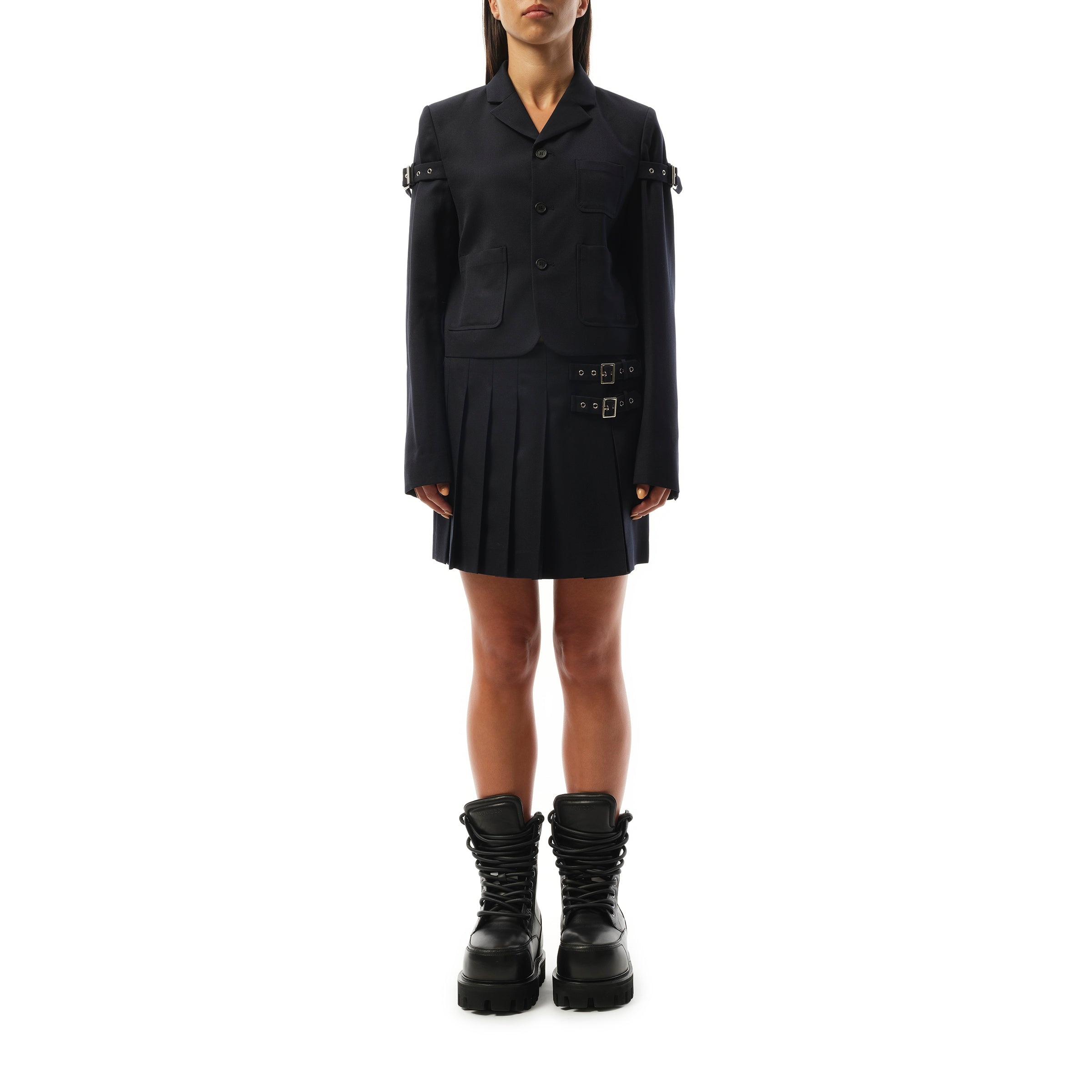 Jacket With Sleeve Strap Detail in Navy - 4