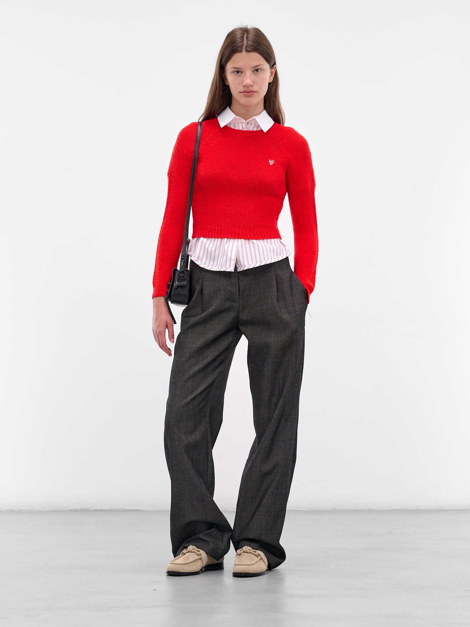 Red Cropped Knit Sweater - 6