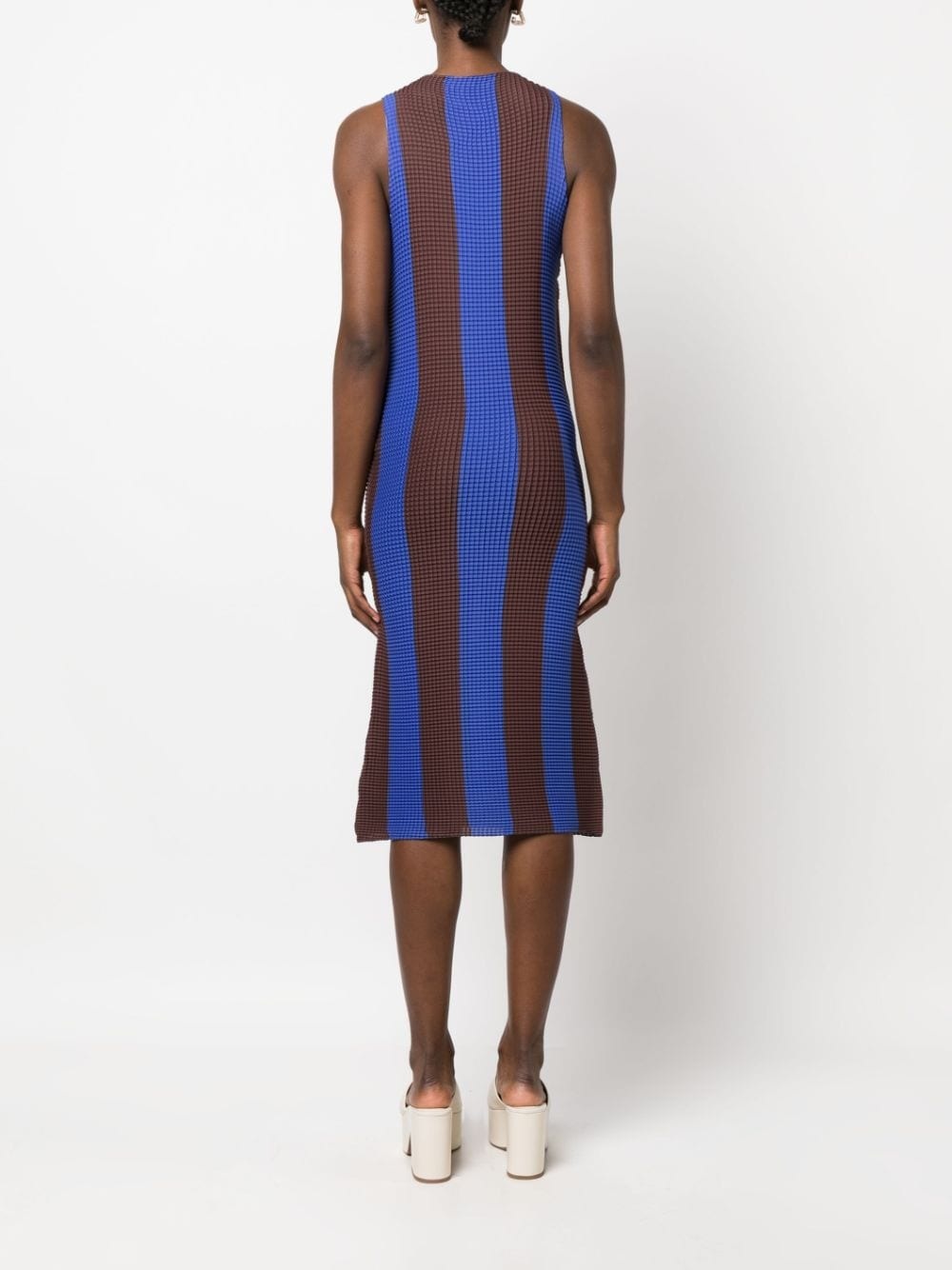 pleated striped midi dress - 4