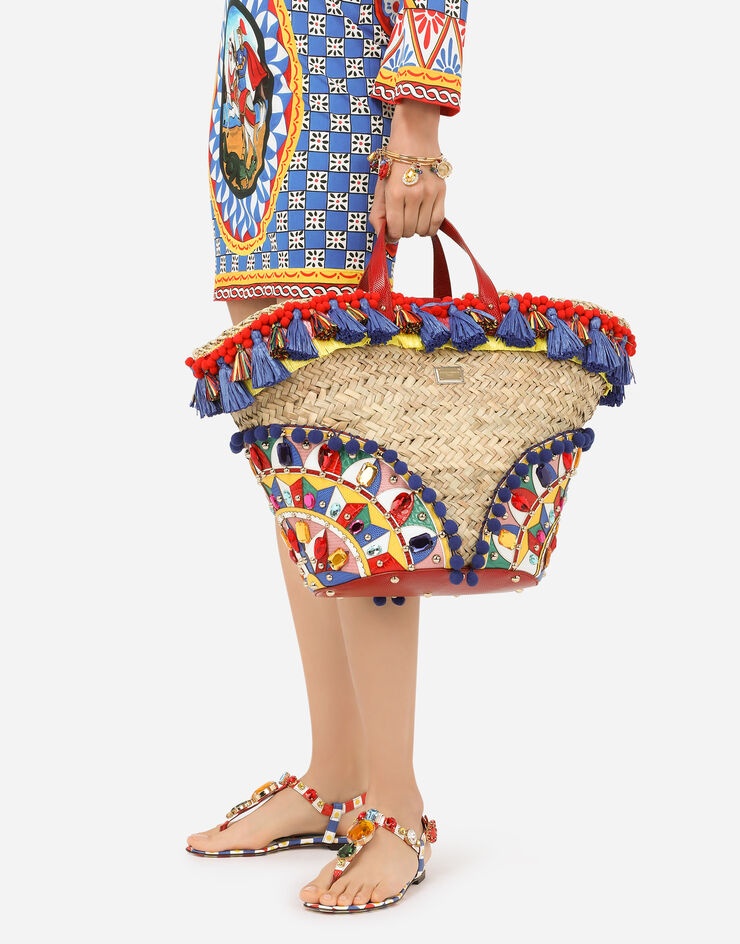 Straw Kendra coffa bag with embroidery - 2