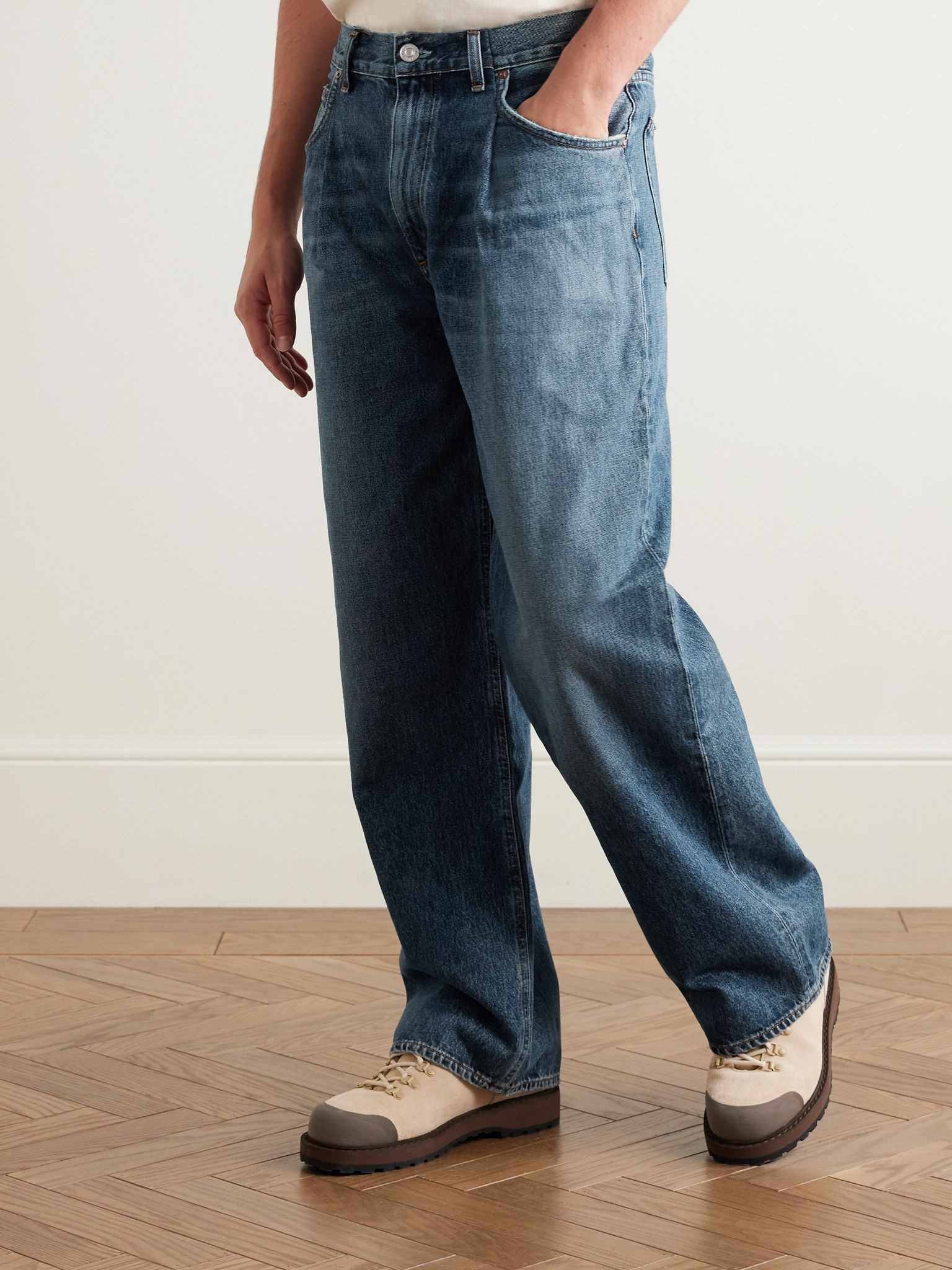 Benton Wide-Leg Pleated Jeans Blue - 3