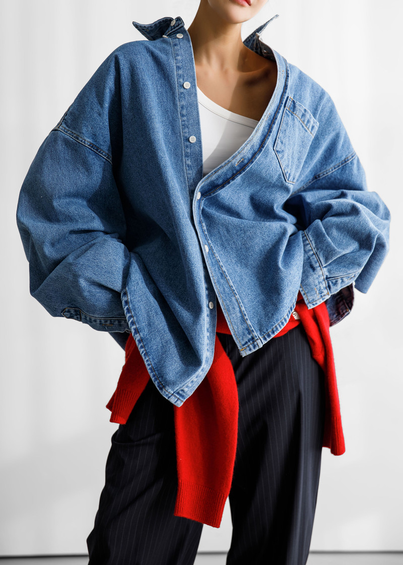 Belvis Oversized Denim Shirt - Medium Wash 6