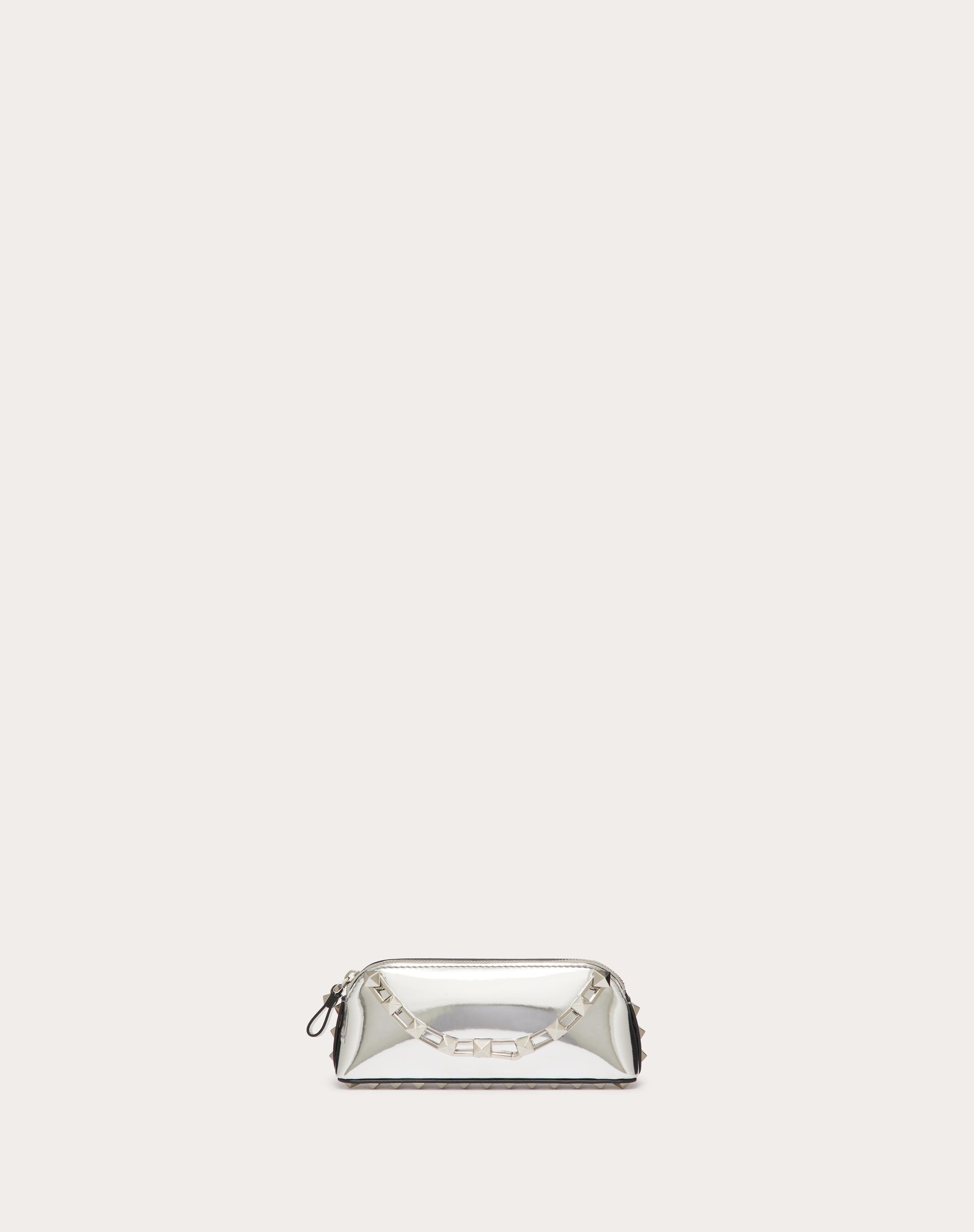 MINI ROCKSTUD CLUTCH IN MIRROR-EFFECT CALFSKIN - 1