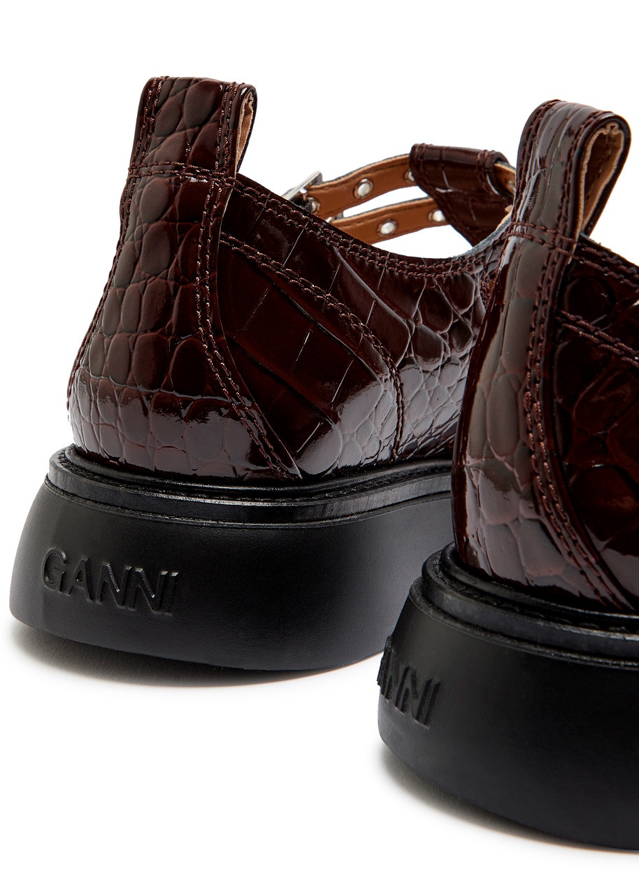 Ganni Everyday Butterfly Crocodile-effect Mary Jane Shoes - 4