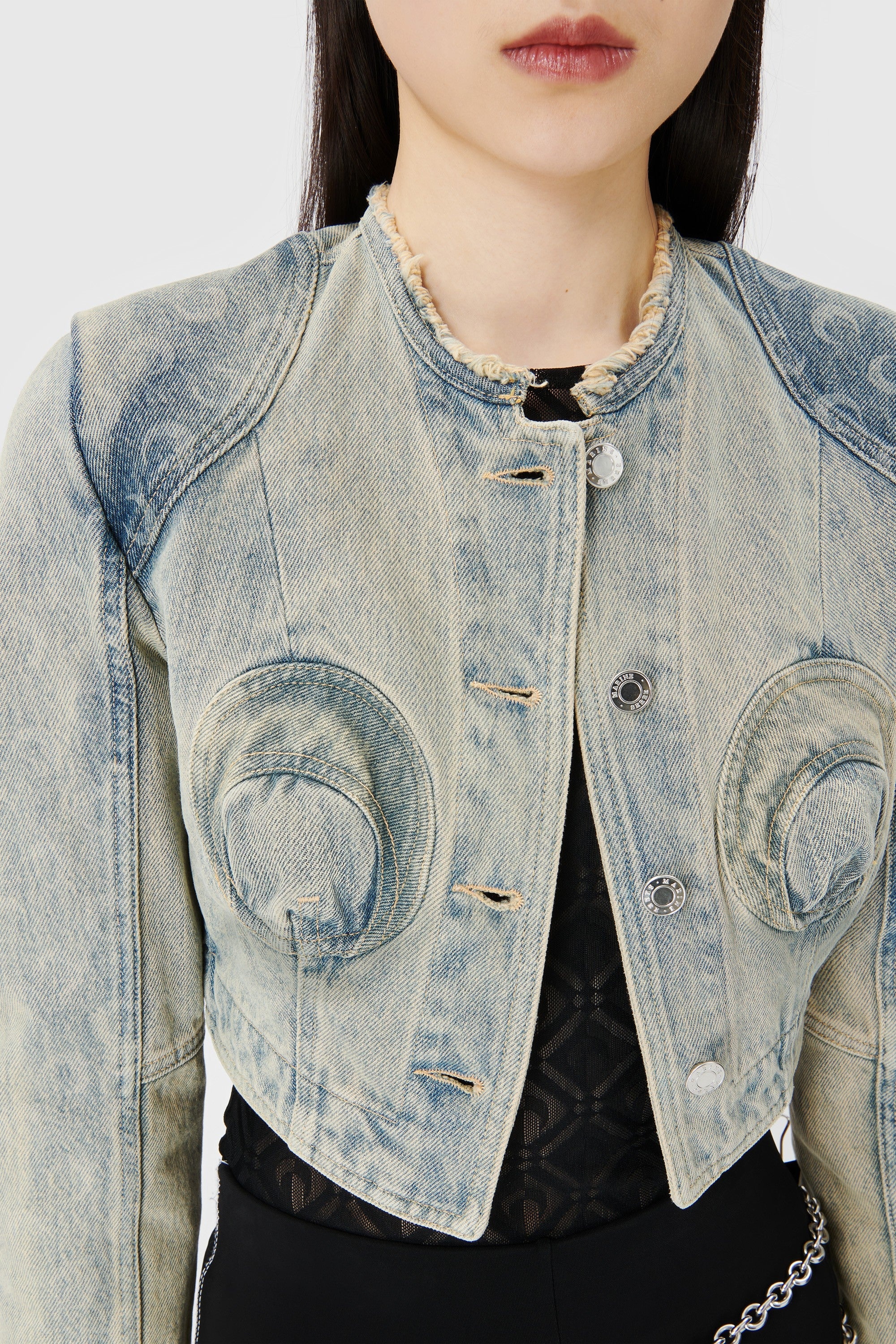 Regenerated Denim Cropped Jacket - 4