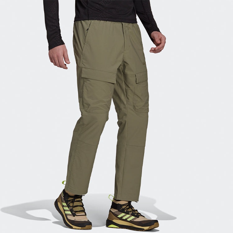 adidas Loose Logo Alphabet Zipper Sports Pants Green GR9973 - 4