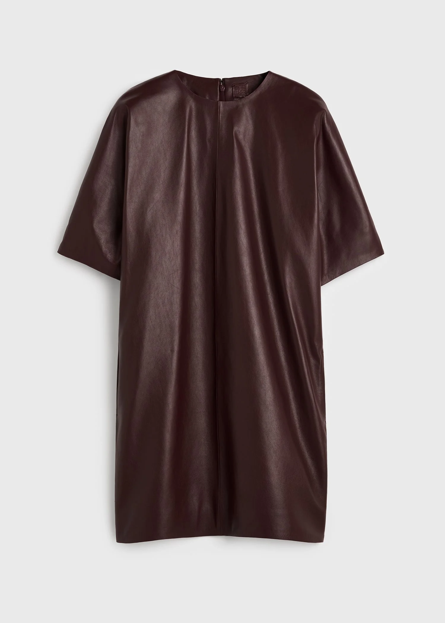 Cocoon leather dress bordeaux - 1