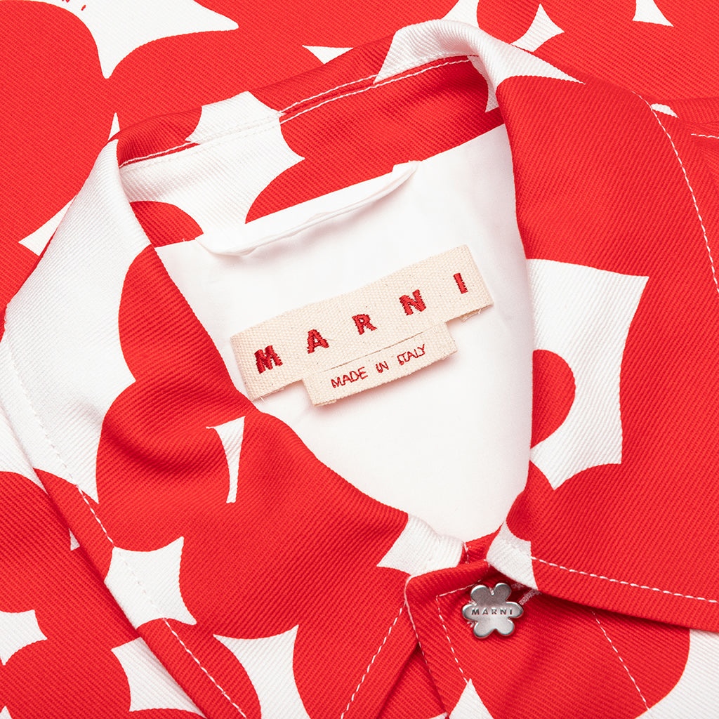 RED AND WHITE DILLIES PRINT JACKET - CRIMSON - 3