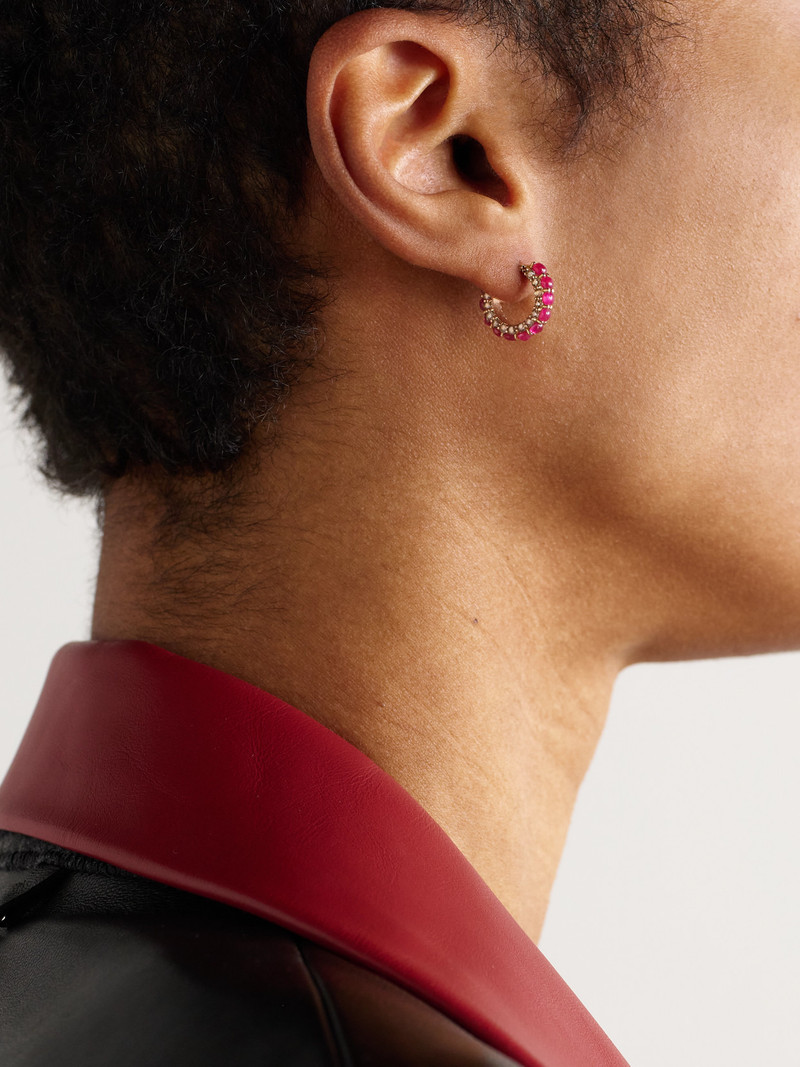 ILEANA MAKRI Streamflow 18-karat Rose Gold, Ruby And Diamond Hoop Earrings outlook