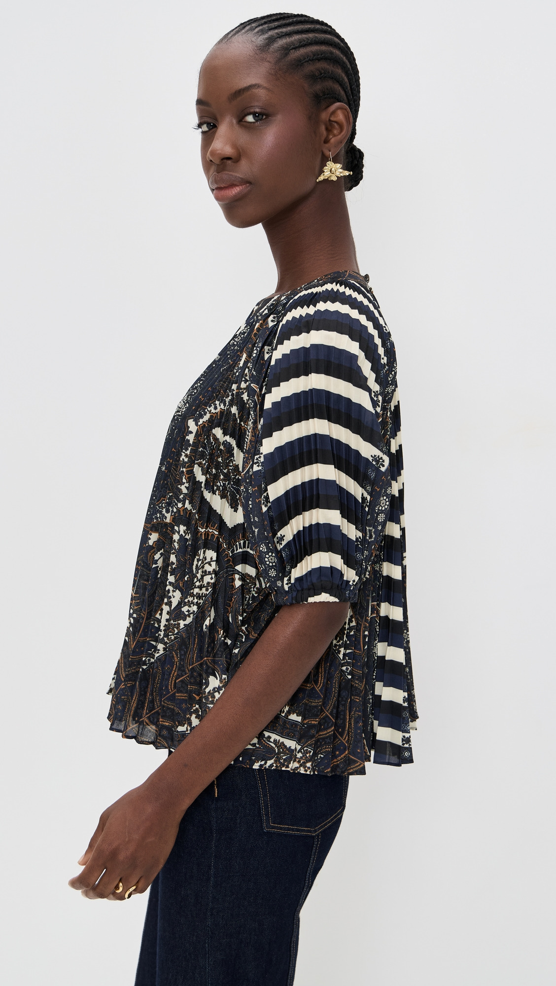 Dafne Pleated Short Sleeve Blouse - 3