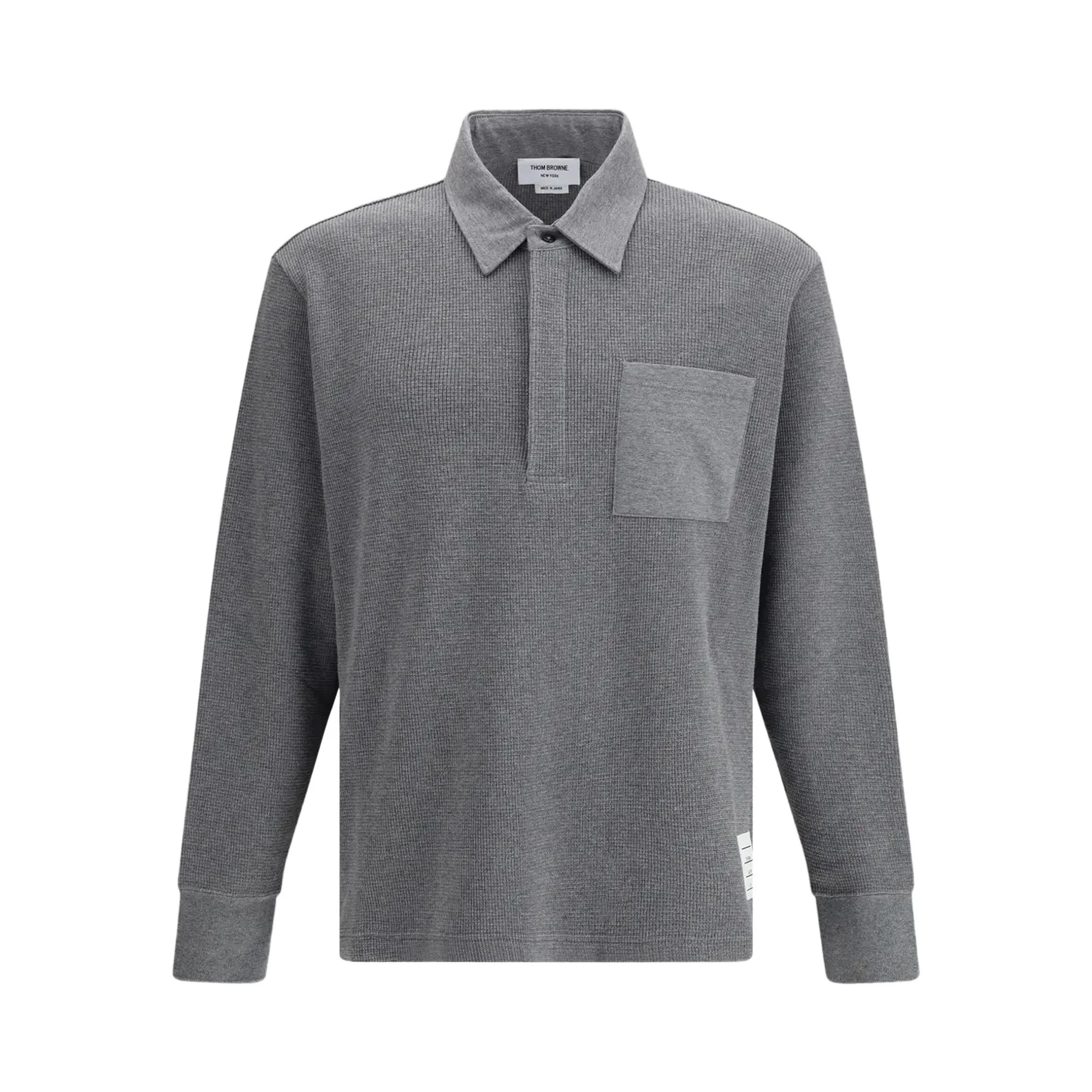 Thom Browne Textured Cotton Rugby Polo Shirt 'Medium Grey' - 1