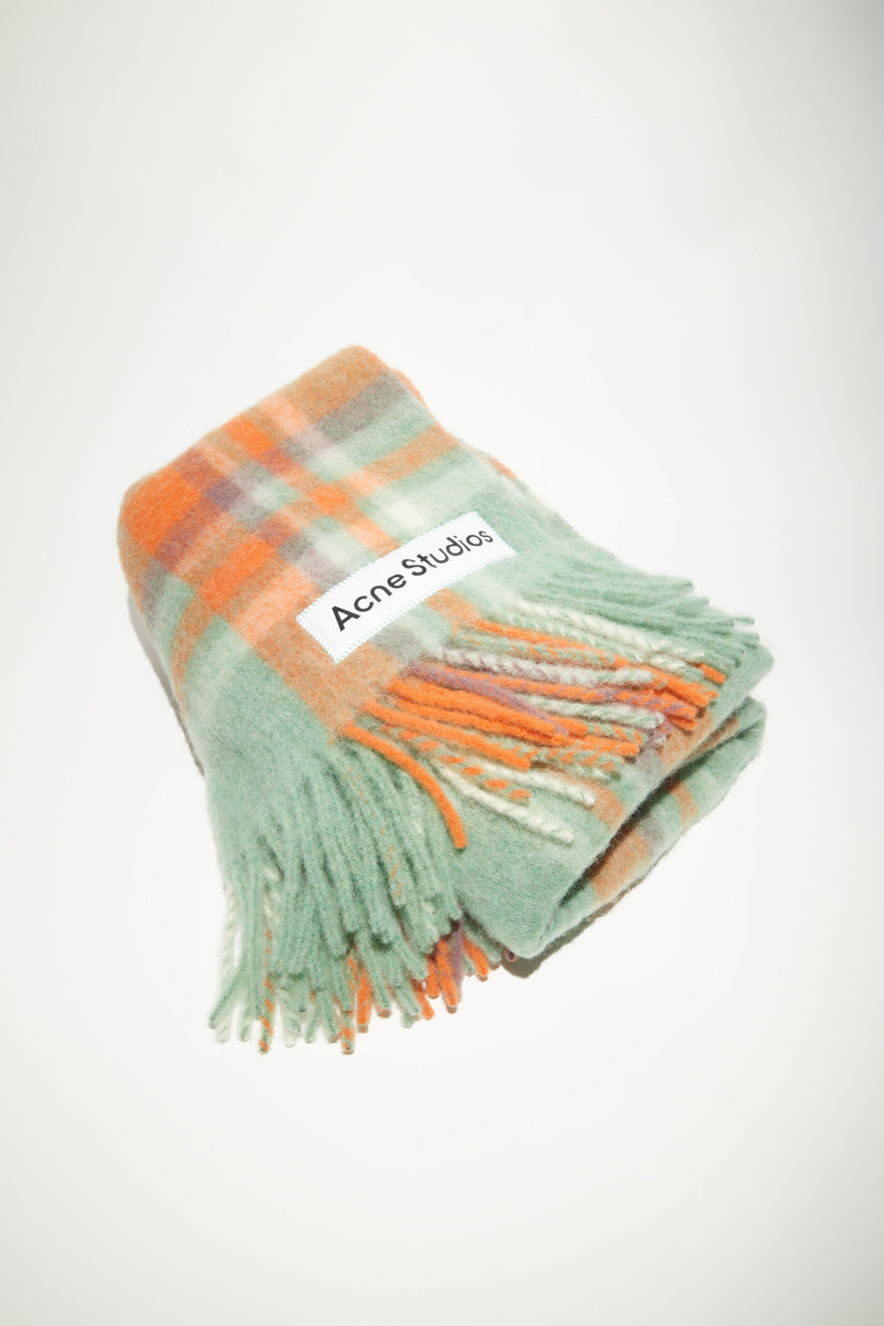 Wool mohair scarf - Extra large - Orange/lilac/aqua blue 4
