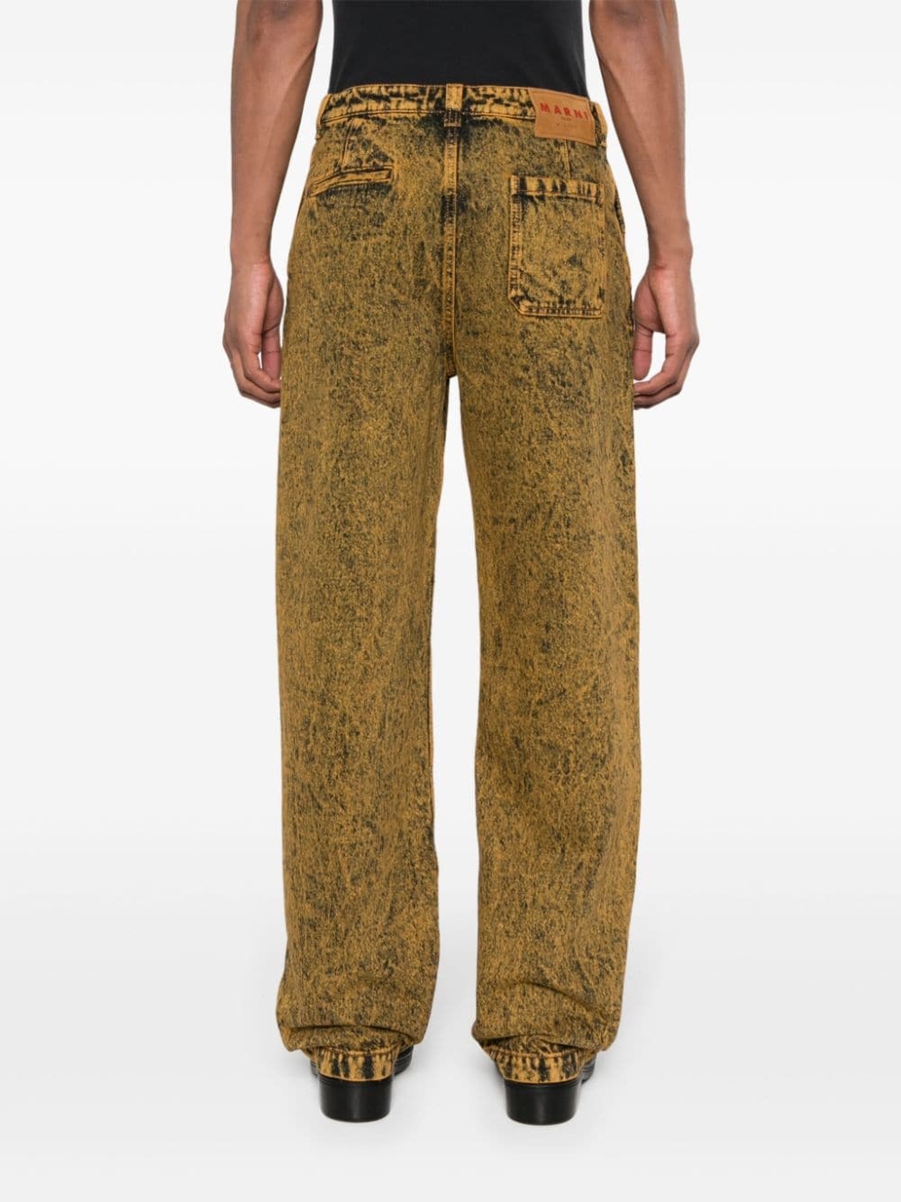 marble-dyed tapered jeans - 4