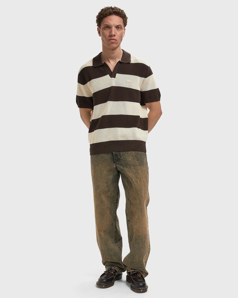 LACOSTE Short Sleeved Striped Polo Collar Sweater outlook