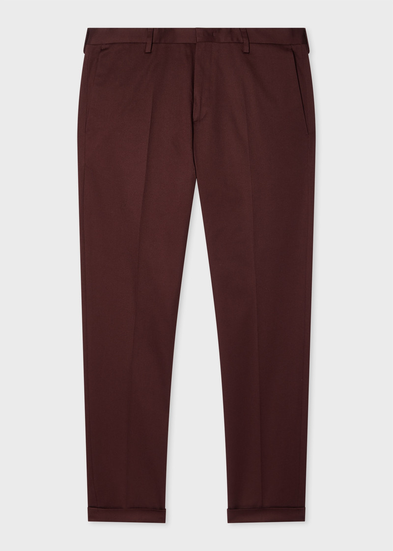 Slim-Fit Burgundy Cotton-Stretch Chinos 1
