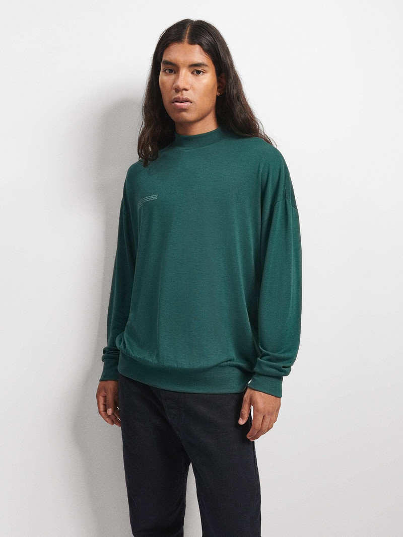 PANGAIA Men's Seaweed Lyocell Fine Knit Top - Foliage Green outlook
