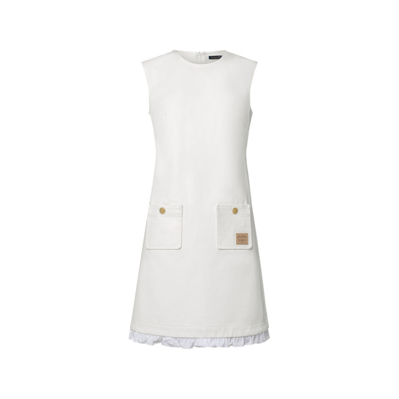Ruffle Trim Denim Dress 1