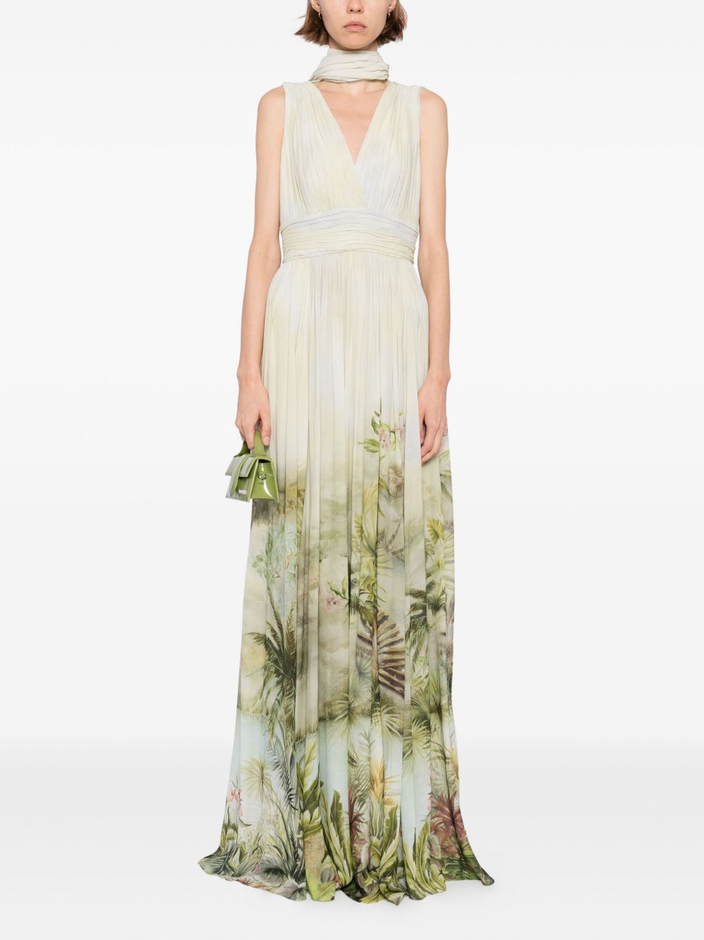 printed chiffon long dress - 2