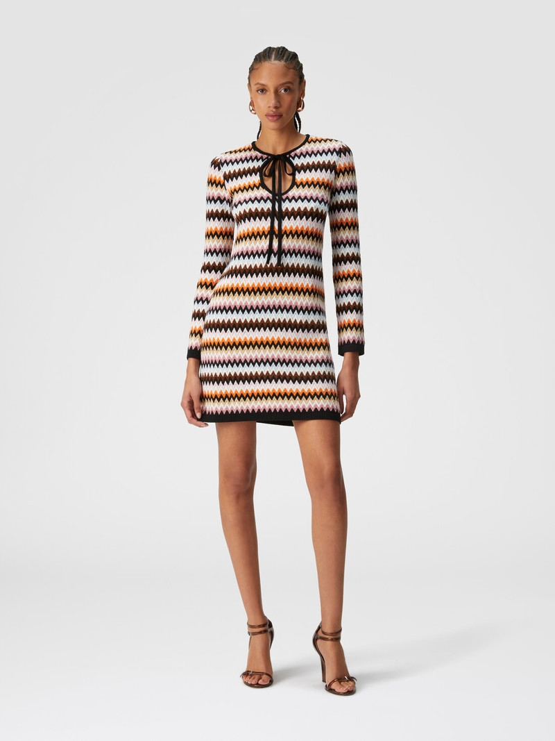 Missoni Zigzag wool mini-dress with contrasting piping outlook