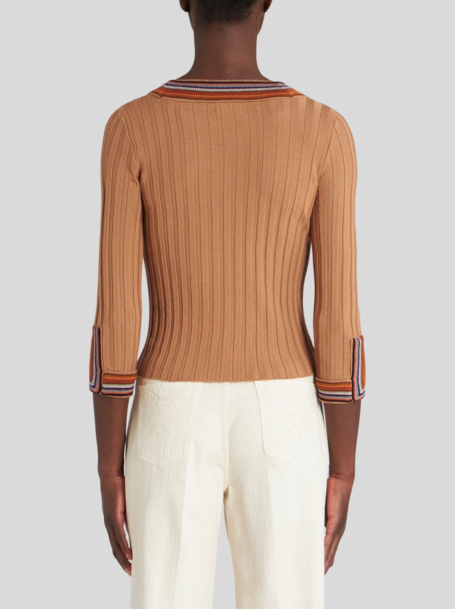 WOOL JUMPER WITH STRIPED NECK - 4