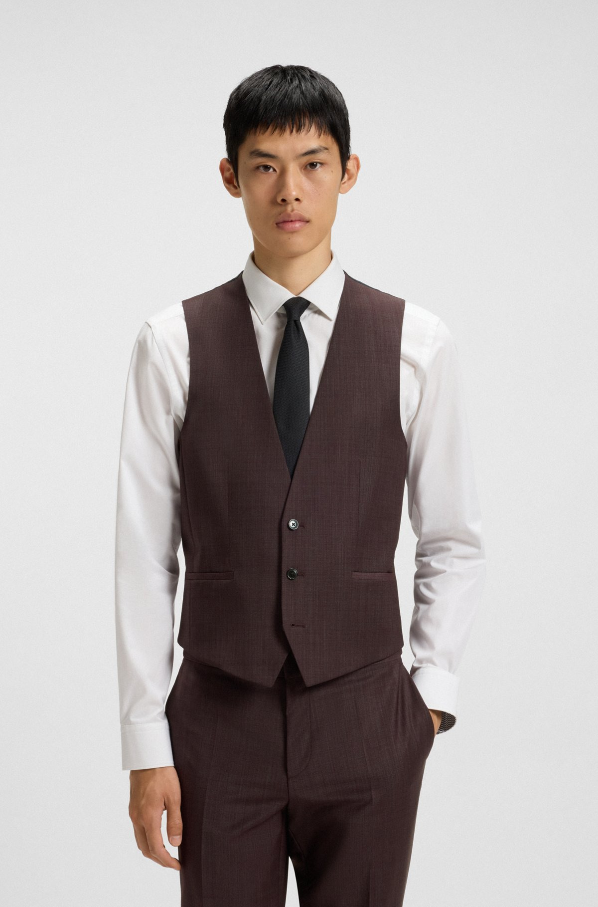 SLIM-FIT THREE-PIECE SUIT IN CHECKED STRETCH FABRIC - 5