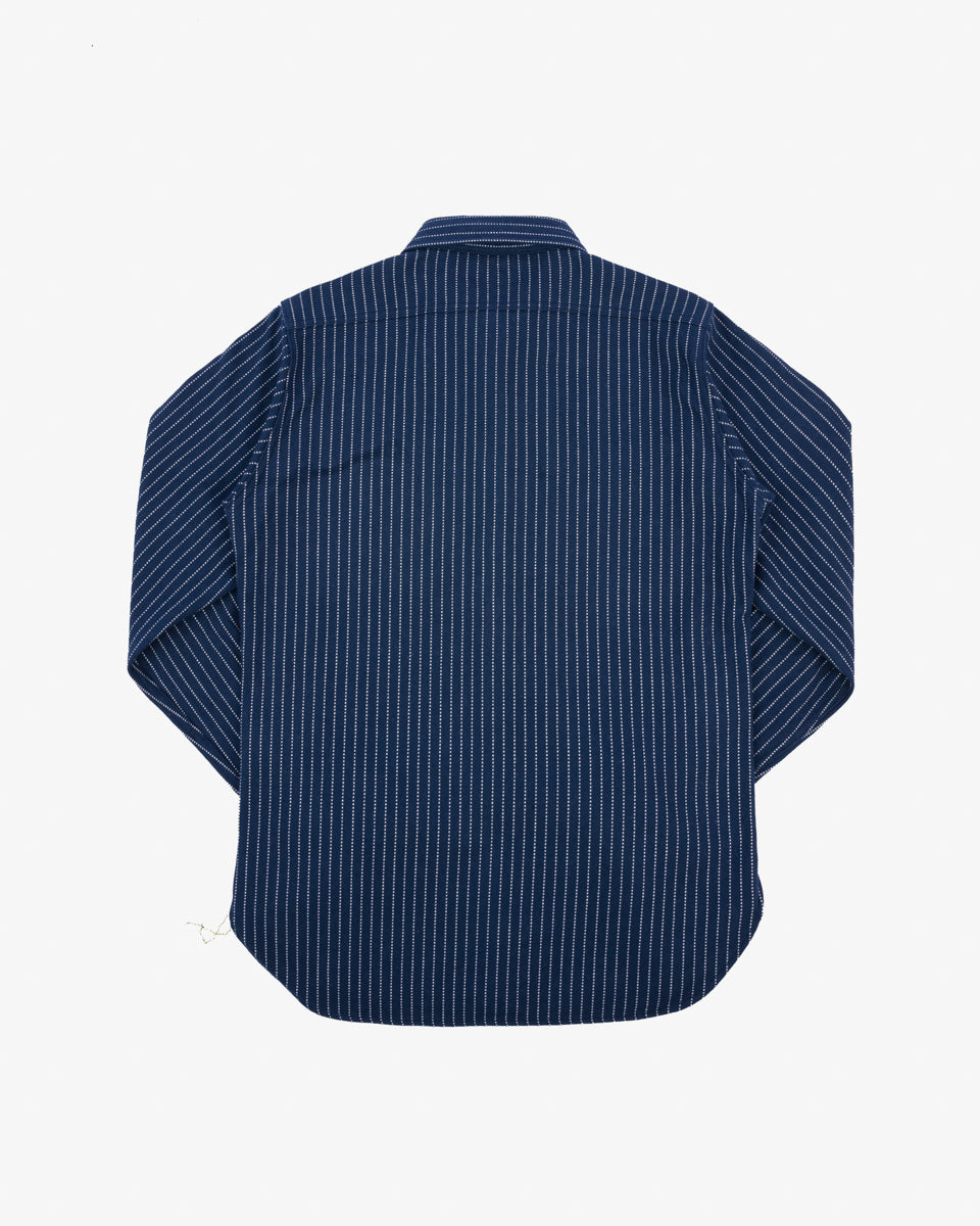 IHSH-402-NAV 12oz Ultra Heavy Flannel Chalk Stripe Work Shirt - Navy - 4