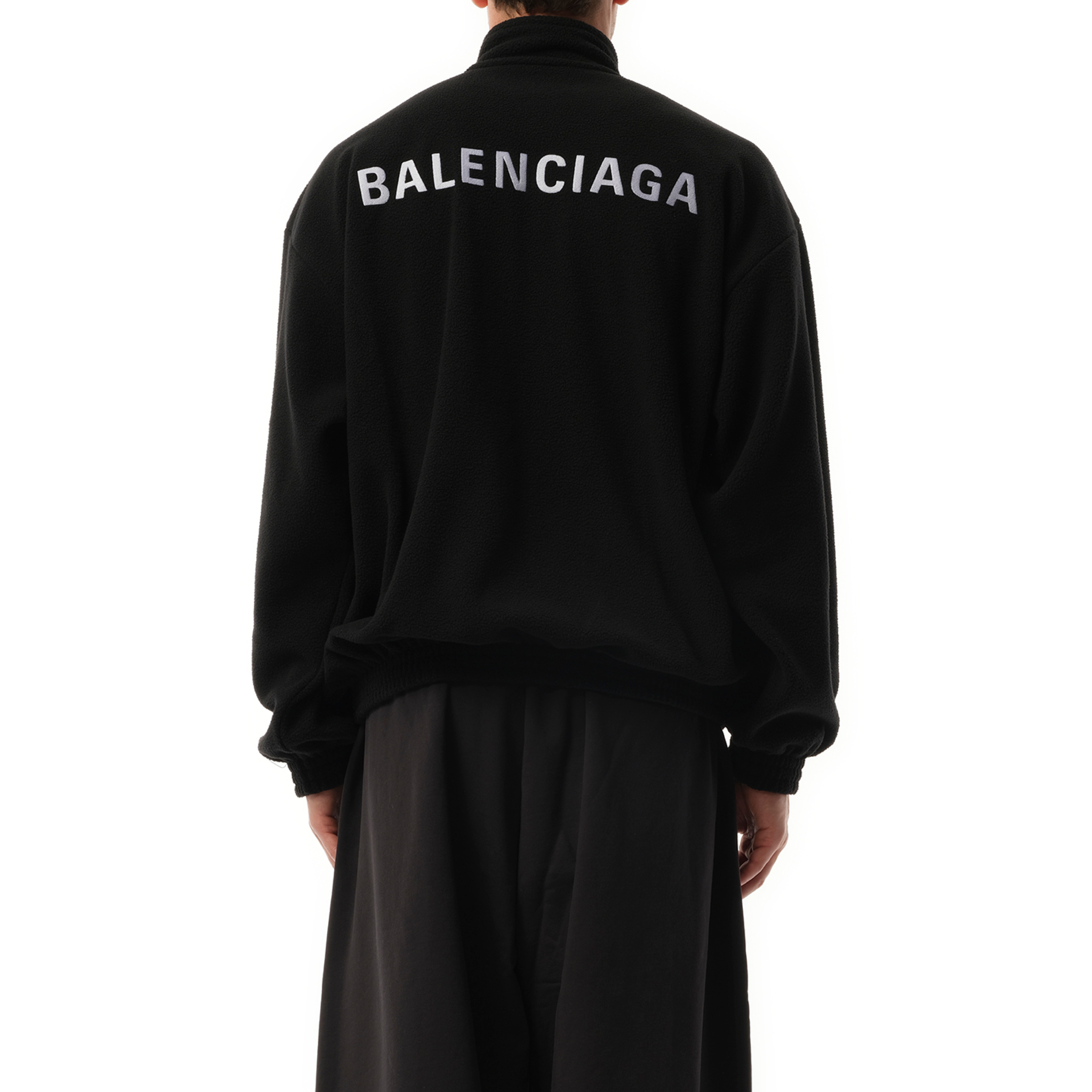 Fleece Zip-Up Jacket in Black/White - 6