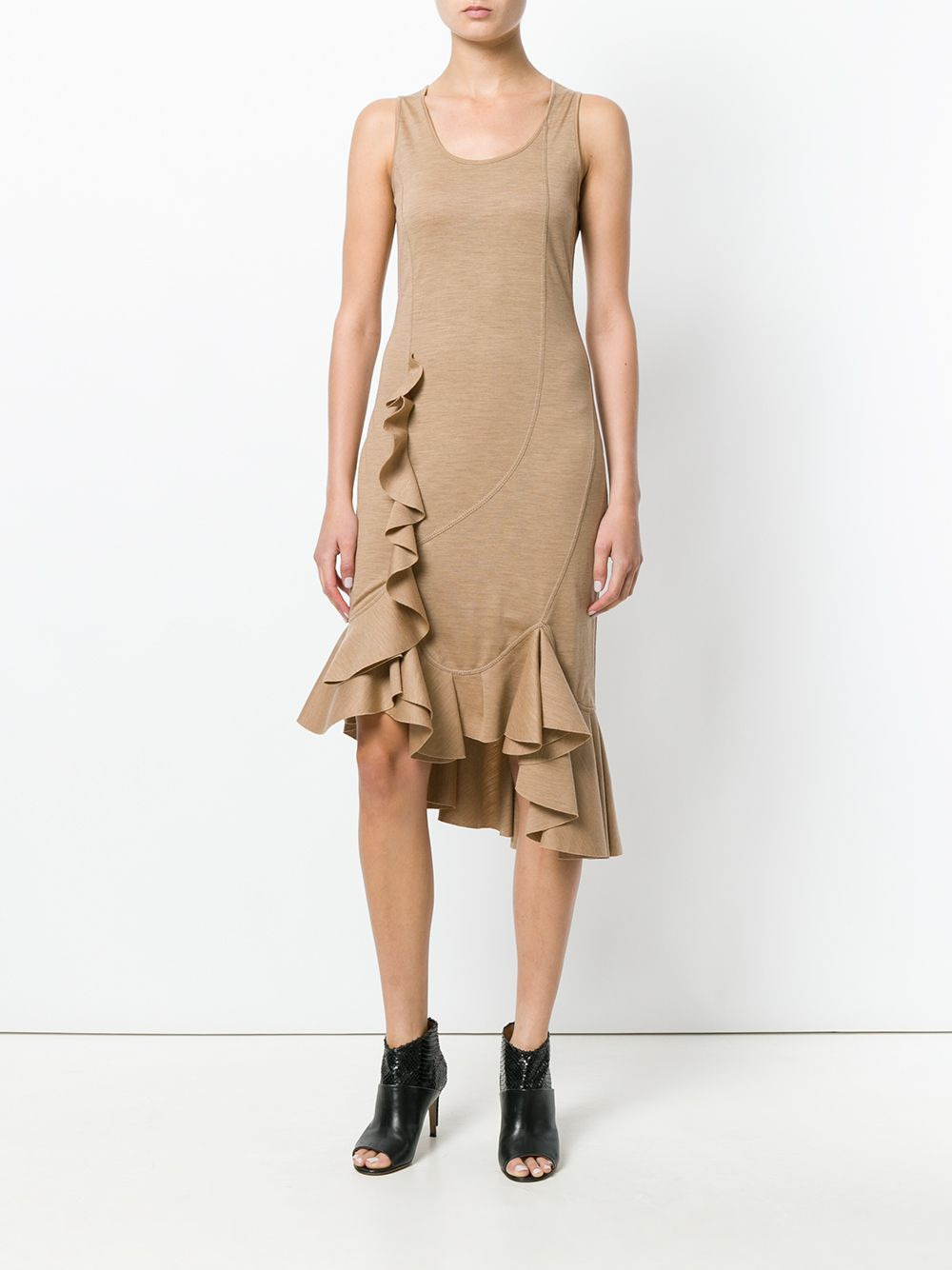 knitted frill-hem midi dress - 2