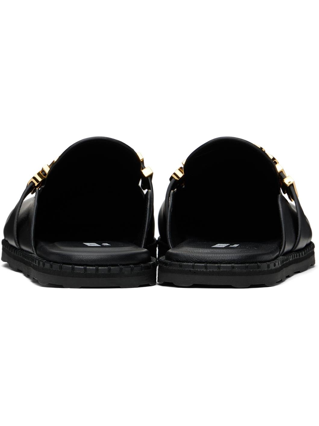 Black Leather Mule Loafers - 2