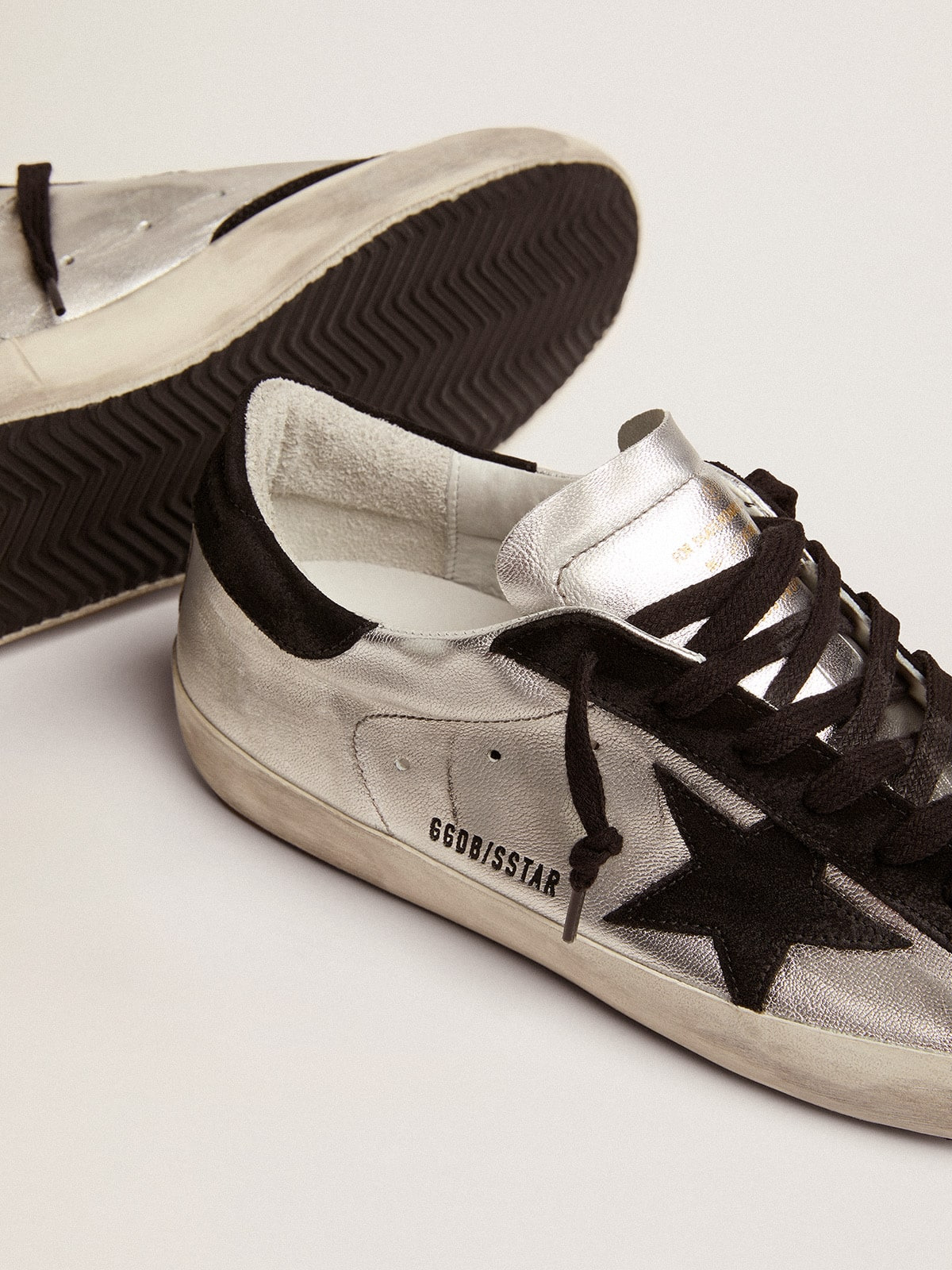 Men's Super-Star in silver leather - 4