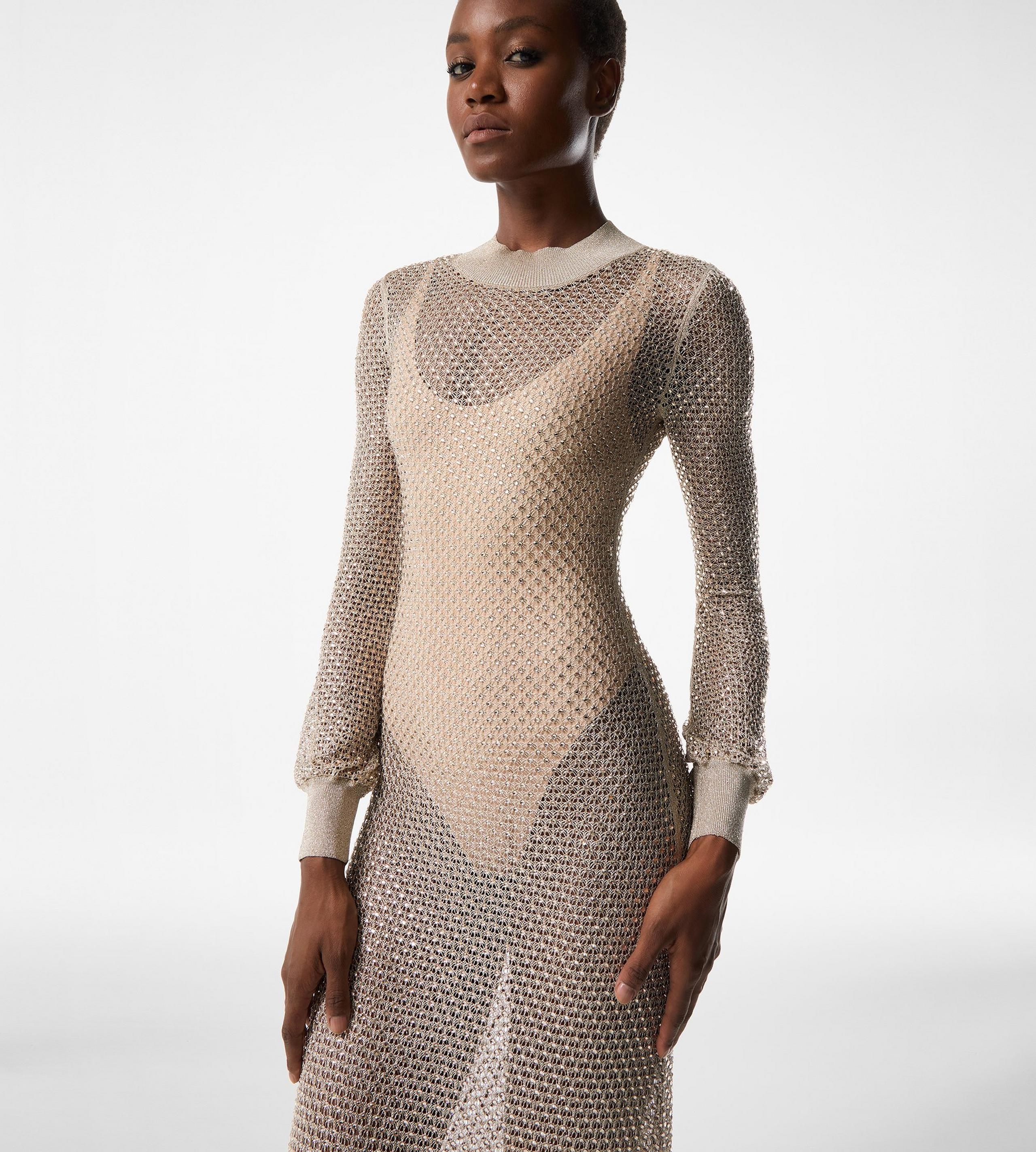 LONG DRESS WITH ROMANTIC SLEEVES AND MOCK NECK - 2