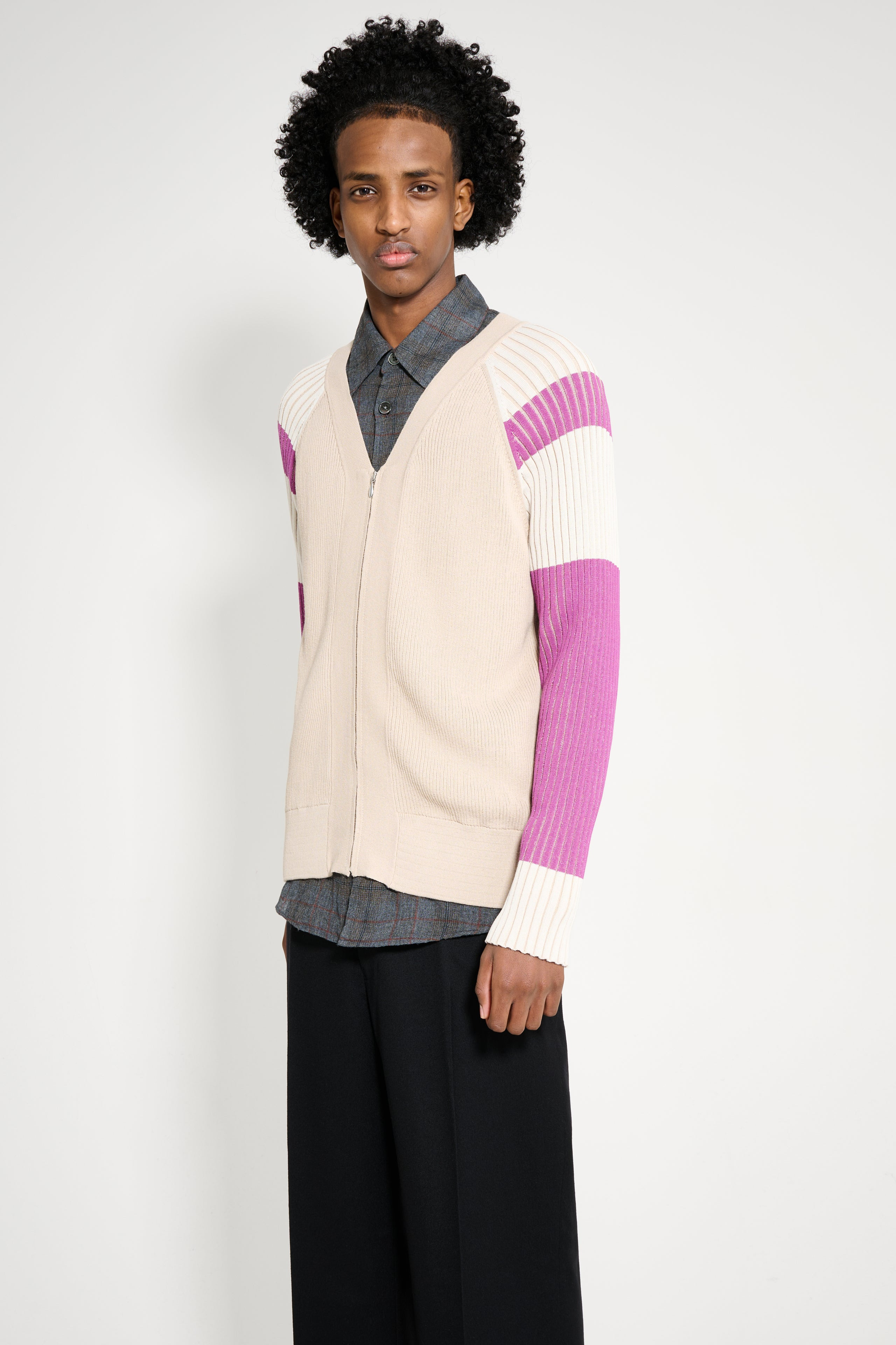 KIKO KOSTADINOV INEX CARDIGAN ALMOND / PURPLE / IVORY - 2