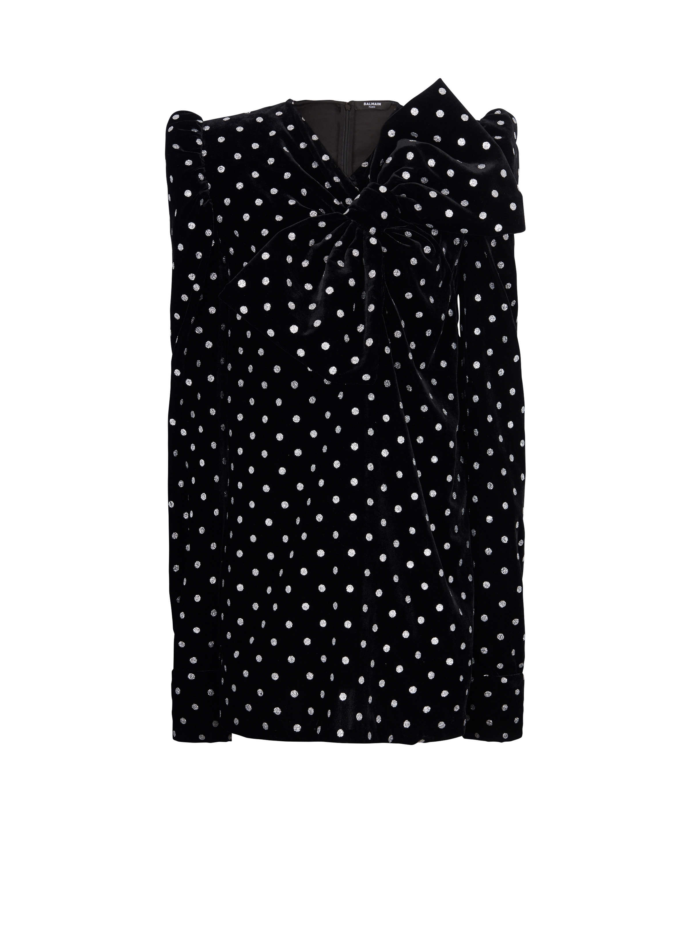 Short dress with a large bow and glitter polka dots - 1