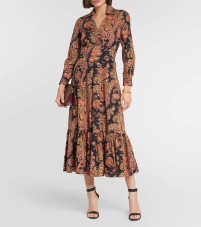 Etro Paisley cotton midi dress outlook